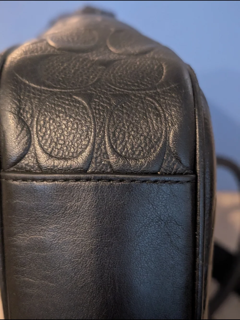 Coach Men's Black Signature Embossed Leather Briefcase